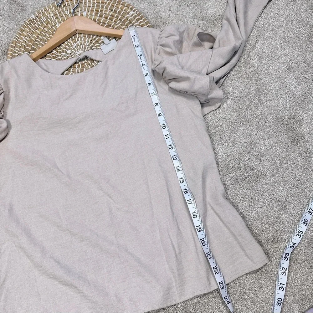 The Odells Ruffle Shoulder Long Sleeve Top Blouse in Beige Cottagecore Size S - Picture 13 of 14